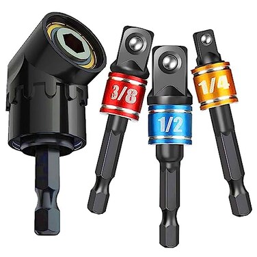 CIGOTU Impact Grade Socket Adapter Set 3 Pcs Extension Drill Bit Socket Wrench Adapter for Impact Driver 14 38 12 Drive 105 Degree Right Angle Drill Attachment for Household Workplace Industry