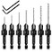 DKIBBITH 7 Pack Countersink Drill Bits Set Wood Drill Countersink Counterbore 3in1 Three 82Degree Chamfer Cutters M2 Counterbore Cutting Depth Adjustable with 2 Allen Wrenches and 14 Hex Shank