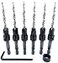 FTG USA 6 Pc 8 1164 Countersink Drill Bit Set with Depth Stop Collar Hex Wrench Tapered Drill Bits for Wood