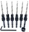 FTG USA 6 Pc 8 1164 Countersink Drill Bit Set with Depth Stop Collar Hex Wrench Tapered Drill Bits for Wood