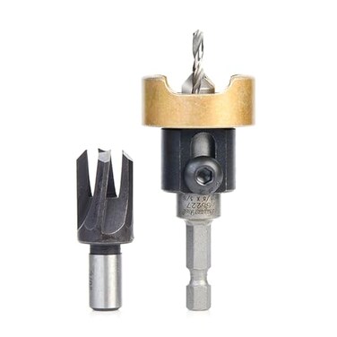 Amana Tool Carbide Tipped Countersink Drill Bit with Plug Cutter AMS307 2Pc