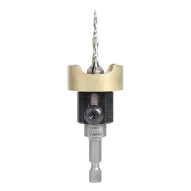 Amana Tool 82 Degree Countersink with Tapered Drill Bit and Adjustable Depth Stop 55152 38 D x 964 Drill D x 14 Inch Quick Release Hex Shank