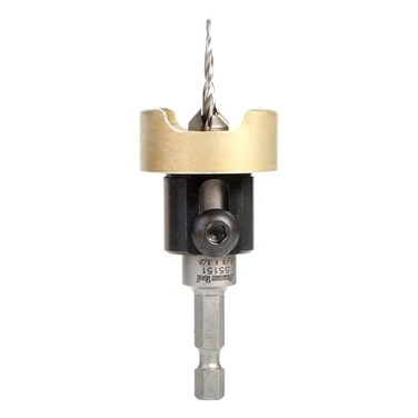 Amana Tool 82 Degree Countersink with Tapered Drill Bit and Adjustable Depth Stop 55151 38 D x 18 Drill D x 14 Inch Quick Release Hex Shank