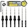 JNB Pro Countersink Drill Bit Set 5pc SelfCentering Woodworking Bits with 4 Flutes M2 HSS Material 14 Hex Change Depth Collar Includes 2 Free Tapered Bits for Precision Drilling 6 964