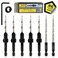JNB Pro Countersink Drill Bit Set 5pc SelfCentering Woodworking Bits with 4 Flutes M2 HSS Material 14 Hex Change Depth Collar Includes 2 Free Tapered Bits for Precision Drilling 6 964