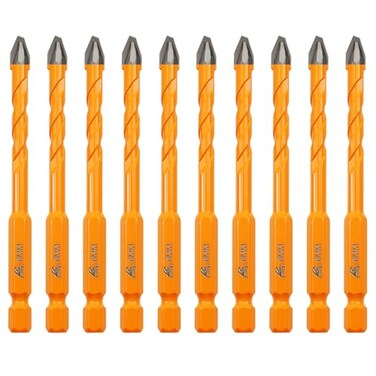 EXFEIN Carbide Drill Bits 6mm 10pcs for Drilling Ceramic Porcelain Tile Marble Granite Masonry