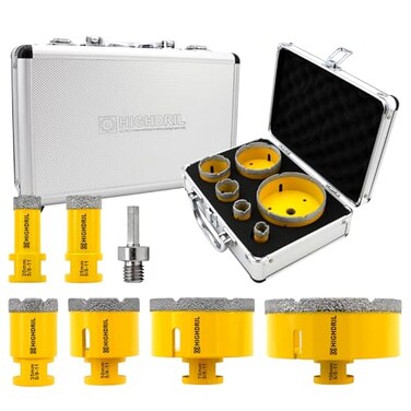 HIGHDRIL Diamond Drill Bits Kit with 5811 for Porcelain Tile Ceramic Marble Brick Concrete Vacuum Brazed Hole Saw2025355075100mm