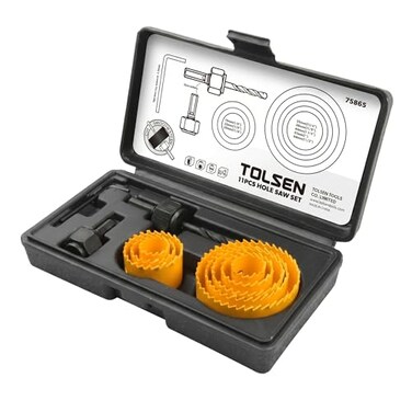 TOLSEN 11pcs Hole Saw Pilot Drill Bit Kits for Plywood Drywall Wood Plastic