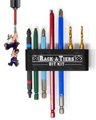 Rack-A-Tiers RackATiers Finishing Bit Kit 7 pcs Driver Bit Set Electrical Bits Driver and Tapping Bits Electrician Drill Bit Kit Electrical Finishing Bits Finishing Kit 72710