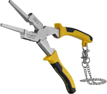 Strong Hand Tools PM12 Deluxe MIG Welding Plier 8 Rounded Flat Face Hammer Fine Coarse File Side Pull VNotch Retention Chain Ergonomic Grip