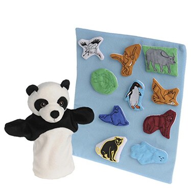 Constructive Playthings Panda Bear Panda Bear What Do You See 12 pc Puppet Props Set for Ages 2 Years and Up