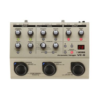 BOSS VE8 Acoustic Singer Compact AllInOne Preamp and Effects Solution for Singing Guitarists Create Natural Harmonies in RealTime StudioQuality Processing Multiple Vocal Effects Looper