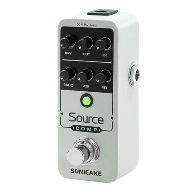 SONICAKE Compressor Pedal Mini Analog Compression Effect Pedal for Electric Guitar and Bass Knobs Adjust Buffer Bypass Source Comp