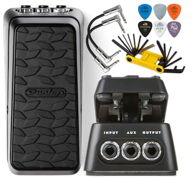 Tonebird Dunlop DVP4 Volume X Mini Effects Pedal Aux Output Tuner and Expression Functionality with Patch Cable MultiTool Picks Bundle