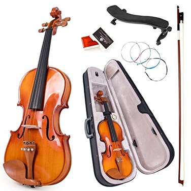 Kmise Violin 44 Full Size Solid Wood Fiddle for Adults Beginners Students Kidswith Hard Case with HygrometerViolin BowShoulder RestRosinExtra Strings