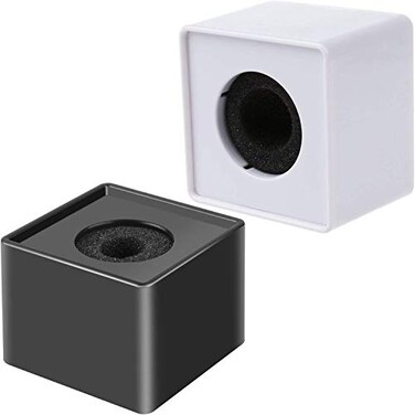 Onwon 2 Pieces Portable Square Cube Shaped Interview Mic Microphone Flag Station Logo Superior ABS Material Black and White