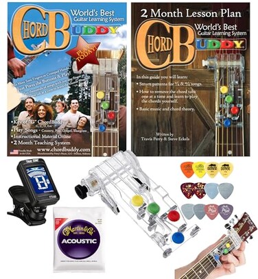 ChordBuddy Chord Buddy Guitar Learning Aid Package with True Tune Tuner Strings Picks Bundle