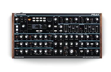 Novation Peak 8Voice Desktop Polyphonic Synthesiser with 2 LFOs per voice 16slot modulation matrix 3 analogue distortion points and digital effects