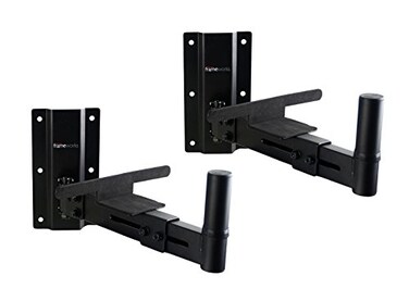 Gator Frameworks Adjustable Studio Speaker Wall Mount Fits Both 38mm 35mm Speaker Mounts 100lb Weight Capactiy Black Finish GFWSPKWM100