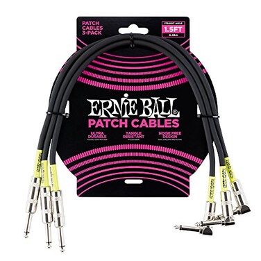 Ernie Ball Patch Cable 3Pack StraightAngle 15ft Black P06076