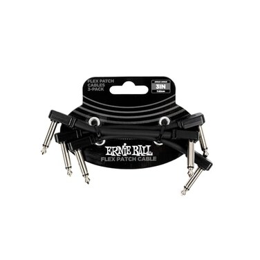 Ernie Ball Flex Patch Cable 3in Black 3 Pack