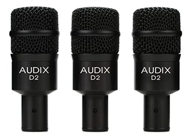 AUDIX D2 Trio Dynamic Microphone 3Pack for Kick Drums Toms and Bass Instruments