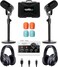Movo Portable Podcast Equipment Bundle for iPhoneAndroid Phones Podcast Kit with Audio Interface 2 CastMic Dynamic Mics 2 Table Stands For Smartphones Computers PC Mac Lightning USB USBC