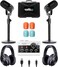 Movo Portable Podcast Equipment Bundle for iPhoneAndroid Phones Podcast Kit with Audio Interface 2 CastMic Dynamic Mics 2 Table Stands For Smartphones Computers PC Mac Lightning USB USBC