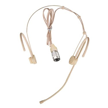 XGWTH Foldable Headset Microphone Condenser Omnidirectional Double Over Ear Earset Headworn Mic Compatible with AudioTechnica Wireless System Bodypack Transmitter with 12m Cable Hirose 4 Pin Plug