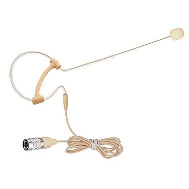 Haoin Single Ear Headset Microphone Earset Headworn Mic Compatible with AudioTechnica Wireless System Bodypack Transmitter with 12m Cable Windscreen Hirose 4 Pin Plug