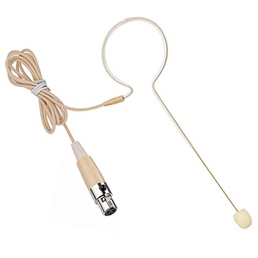 XGWTH Headset Microphone Single Ear Earset Headworn Over Ear Hanging Condenser Omnidirectional Mic Compatible with AKG Wireless System Bodypack Transmitter with 12m Cable Mini XLR 3 Pin TA3F Plug