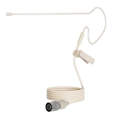 J K Pro Light Weight Low Profile Single Earhook Headworn Microphone MICJ S90 Compatible with Audio Technica Wireless Transmitter 4Pin Hirose Connector