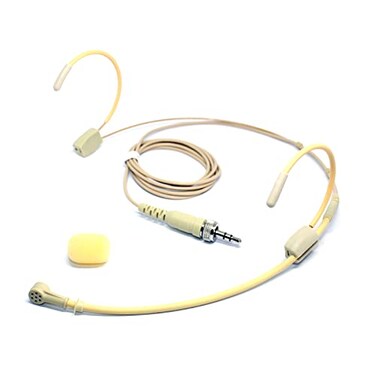 YPA MICROPHONES 6028 Headset Headworn Microphone 35mm Thread Screw Lock for Sennheiser Wireless Bodypack Transmitter Beige UniDirectional