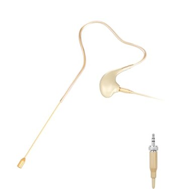 KIMAFUN HeadsetHeadworn Microphone Single Earset EarHook Over Ear Hanging Condenser Mic Compatible with Sennheiser Wireless System Bodypack Transmitter for Performance Theater Lecture Beige C2