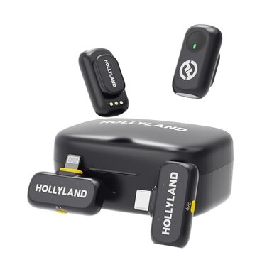 Hollyland Lark A1 Wireless Mini Microphone for iPhone Android 48kHz24bit 3Level Intelligent Noise Cancel Microphone for YouTube Podcast Vlogging Black 2TX 2RX Charging Case
