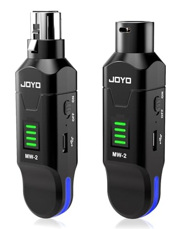 JOYO 24GHz Wireless Microphone System 4Channel XLR Transmitter Receiver DynamicPhantomPowered Condenser Plugon Adapter for PA Systems Live Sound Audio Mixer Church Studio MW2