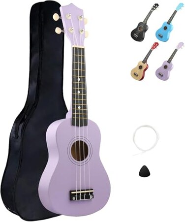 LXS Soprano Ukulele Ukulele for Beginners 21 Small Guitar Ukulele with Gig Bag Standby String Picks and Primary Tutorial Purple
