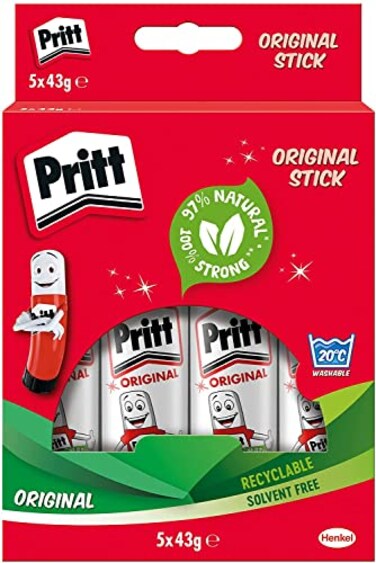 Pritt Stick Glue Solid Washable NonToxic Large 43G Ref 1456072 Pack of 5