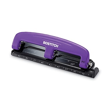 PaperPro Bostitch Office EZ Squeeze Reduced Effort 3Hole Punch 12 Sheets Purple