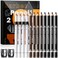 Noerrors 12Pcs Barber Pencil Set Magic Hairline Pencils for Lineup Beard Shaping Guide Pen with Sharpener Barber Chalk for Men Makeup Design White Black Dark Brown Light Brown
