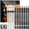 Noerrors 12Pcs Barber Pencil Set Magic Hairline Pencils for Lineup Beard Shaping Guide Pen with Sharpener Barber Chalk for Men Makeup Design White Black Dark Brown Light Brown