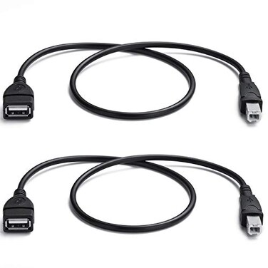 YOUOWO 2 Pack USB 20 Cable A Female to USB B Male Cable for Printer Extender Connection Cables USBAFUSBBM Adapter USBAUSBB Cables Black