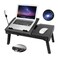 Moclever Laptop Bed Stand Adjustable Laptop Table with Cooling Fan Foldable Laptop Desk with USB Hub LED Light Storage MultiFunctional Computer Tray for Bed Sofa Home and Office