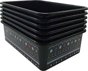 Teacher Created Resources Chalkboard Brights Large Plastic Storage Bins 6 Pack