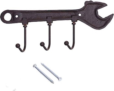 Beautyflier Antique Style Case Iron Wall Mounted Coat Hook Key Hanger Home Organizer Rack Spanner Shaped