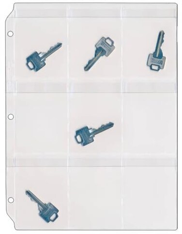 STORE SMART StoreSMART Key Holder Clear Vinyl Binder Pages 10Pack Top Load with Flaps RMSTWPFKEY10