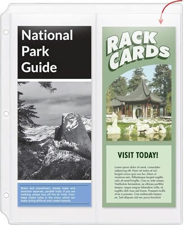 STORE SMART StoreSMART Rack CardsEnvelopes Binder Page for 3Ring Binders Two 4 x 11 Pockets Clear Vinyl Plastic 25 Pack RMC83025
