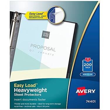 Avery Clear Heavyweight Sheet Protectors NonGlare Easy Load 200 Document Protectors 74401