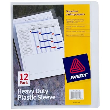 Avery Heavy Duty Plastic Document Sleeves Holds up to 25 Sheets 12 Clear Sleeves 72611