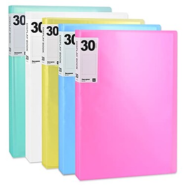 Smarpau Display Book Binder with Plastic Sleeves 5 Pack Presentation Book 30 Pocket Art Portfolio Folder Presentation Binder 85 x 11 for Document Artwork Certificates Photos Materials